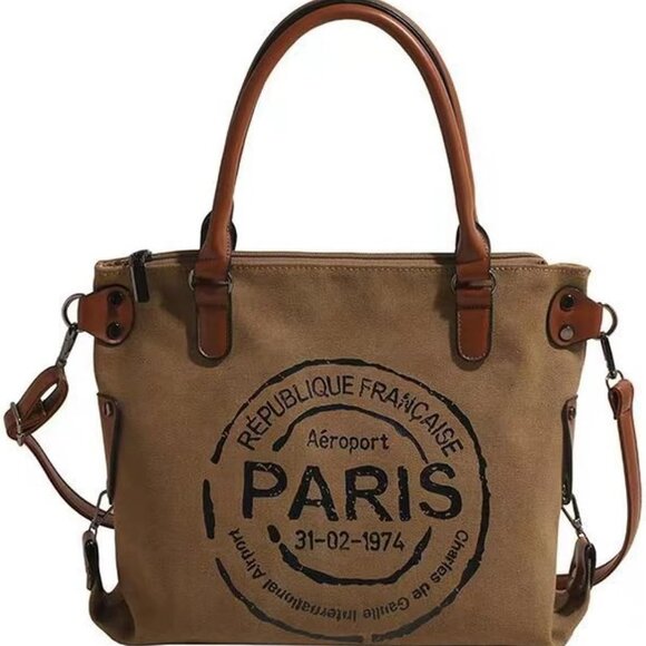 Women Canvas Tote Crossbody Bag Large Lightweight Zipper Organizer - Picture 1 of 7